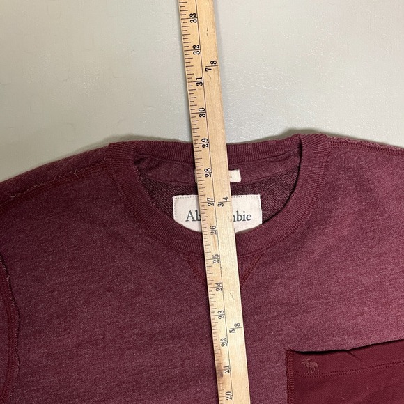 Abercrombie & Fitch Muscle Long Sleeve Shirt Mens 2XL Burgundy Red Pocket - Picture 9 of 9